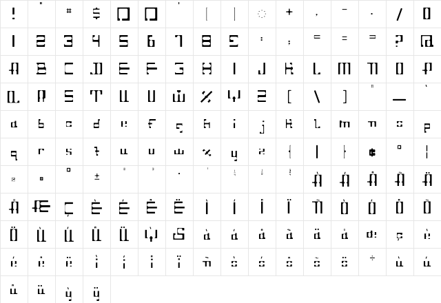 Dahgir Square  glyph index