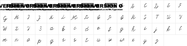Olster Regular  glyph index
