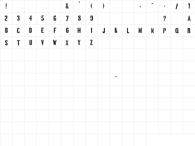 East Border Regular  glyph index