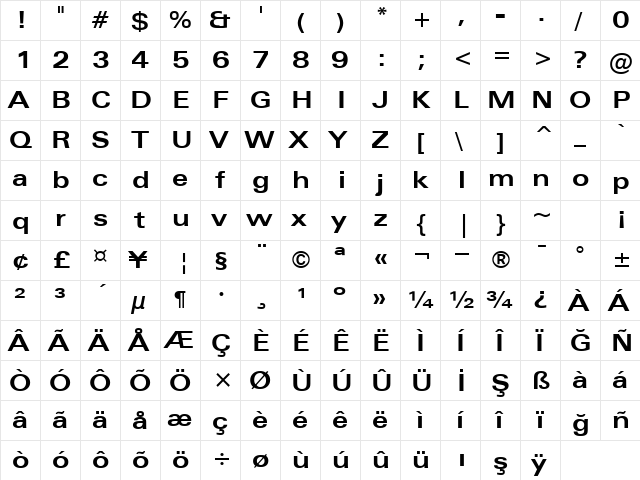 00326 Regular  glyph index