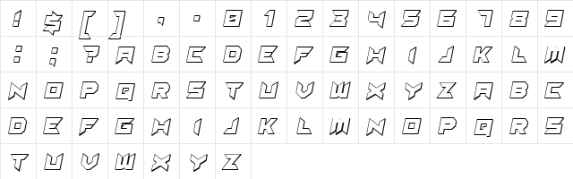 Suggested 3D Italic  glyph index