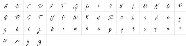 Grumpys Regular  glyph index