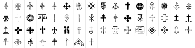 Crosses Regular  glyph index