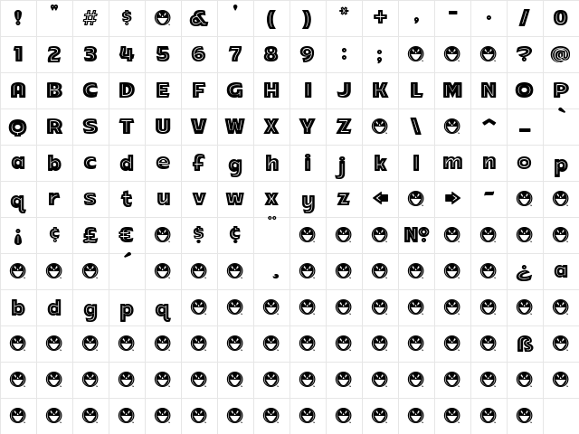 ARB-218 Neon Blunt MAR-50 Regular  glyph index