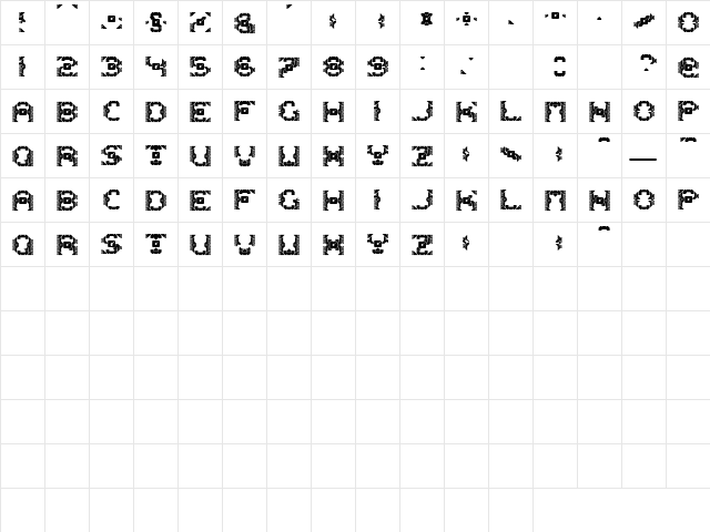 Dazzle Ships Regular  glyph index