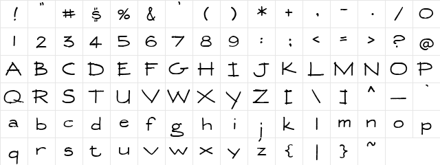 PC Rod Iron Regular  glyph index