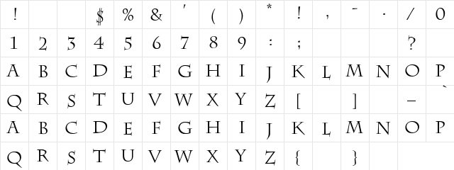 Peter 2 Regular  glyph index