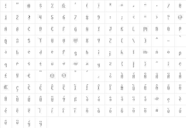 Asterix Blink Regular  glyph index