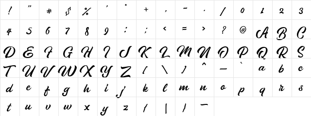 Pipetton DEMO Regular  glyph index
