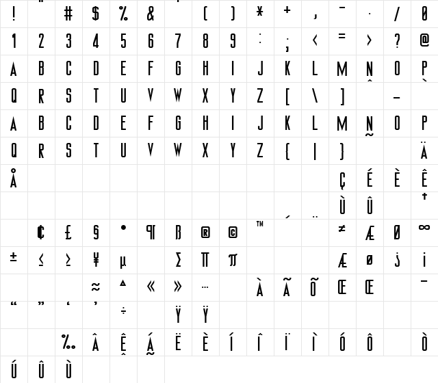 Royal Orleans 1 Plain  glyph index