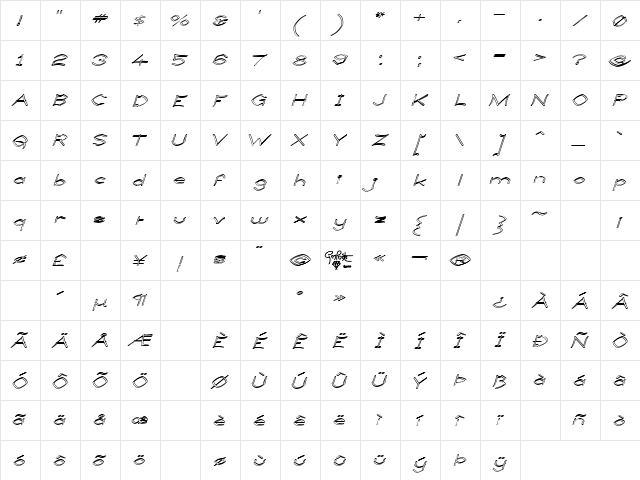 Llynfyrch Fwyrrdynn Ouline Regular  glyph index