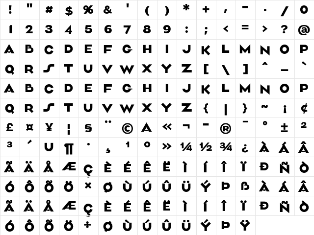 Aliment Medium  glyph index