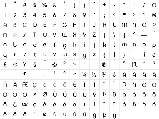 Chalet LondonNineteenSeventy  glyph index