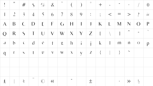 RighOn Light  glyph index