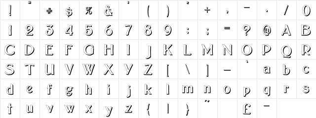 Bolton Sans Embossed Regular  glyph index