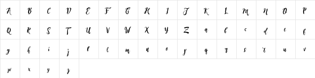 DirtylineRising Brush Free Regular  glyph index