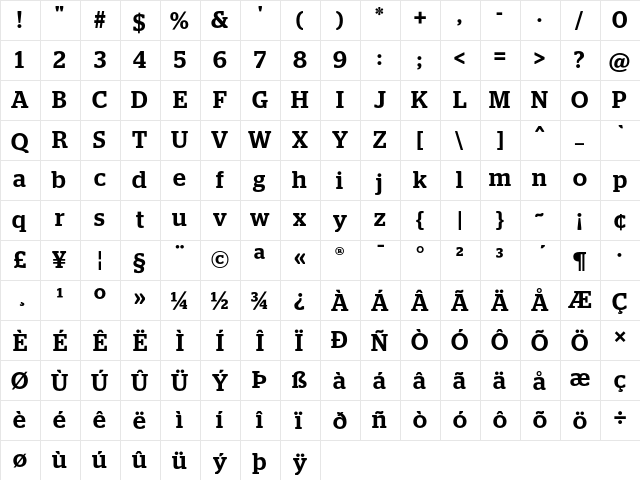 Stag Medium  glyph index