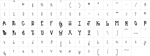 DJ Kink Regular  glyph index