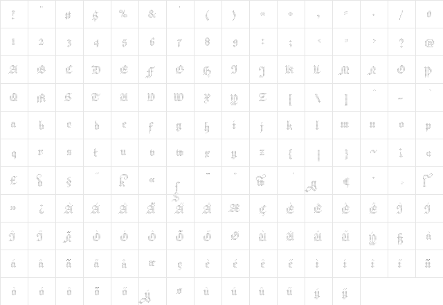New Hildegard Std Stitch  glyph index