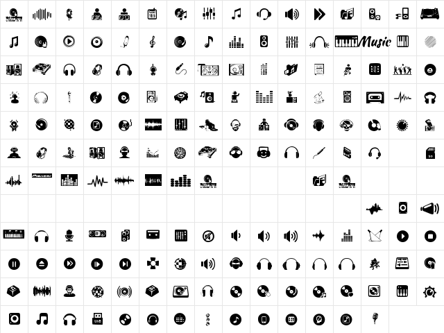 DJ Icons Regular  glyph index