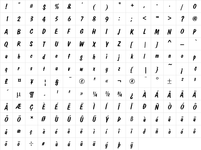 Dom Casual D Regular Italic  glyph index