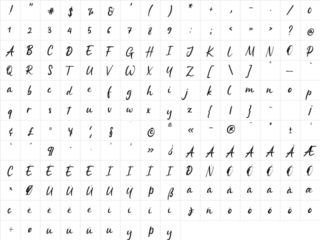 Better Tomorrow Regular  glyph index