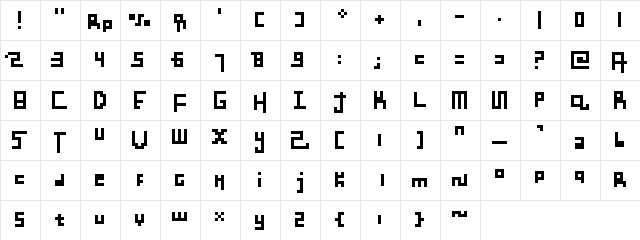 Benci Malaysia Regular  glyph index