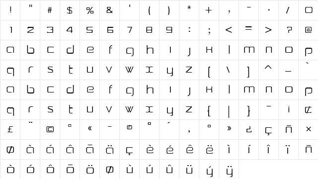 Camomile Regular  glyph index