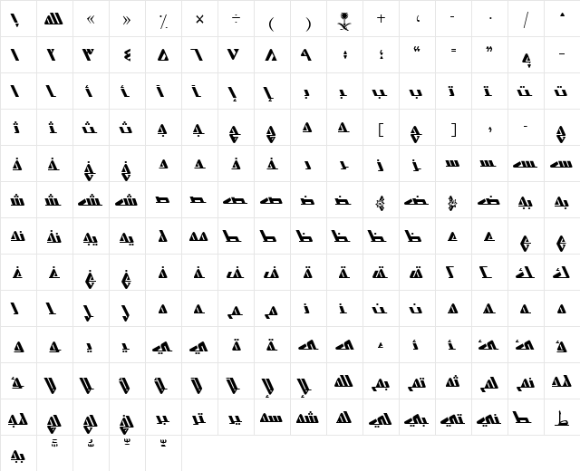 AYM Shurooq 14 Normal  glyph index