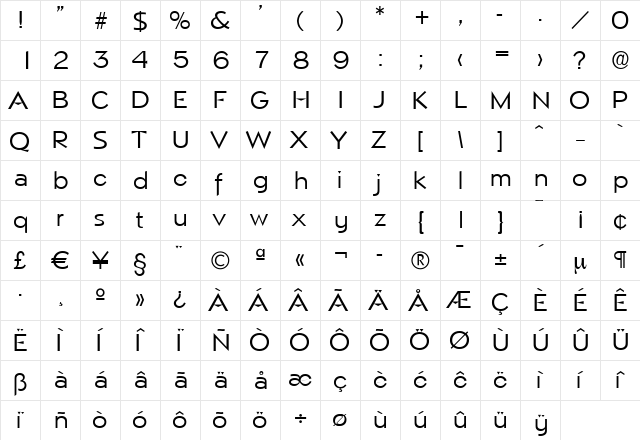 MarioBecker Regular  glyph index