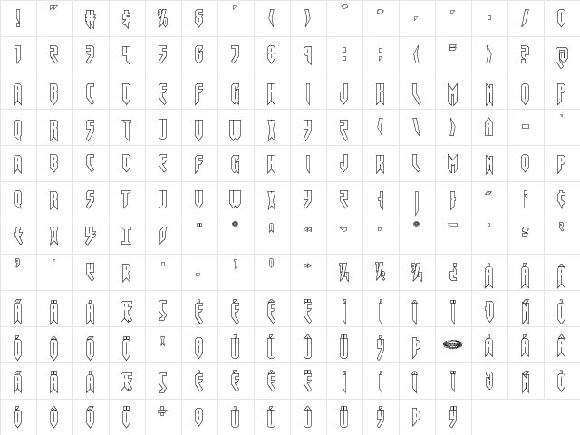 Opus Magnus Outline Regular  glyph index