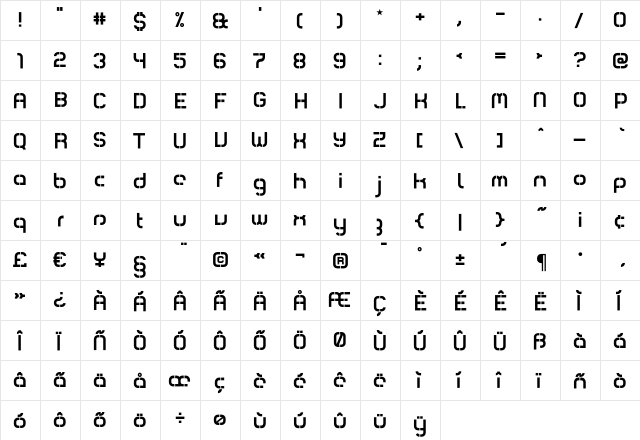 Comsat Box  glyph index