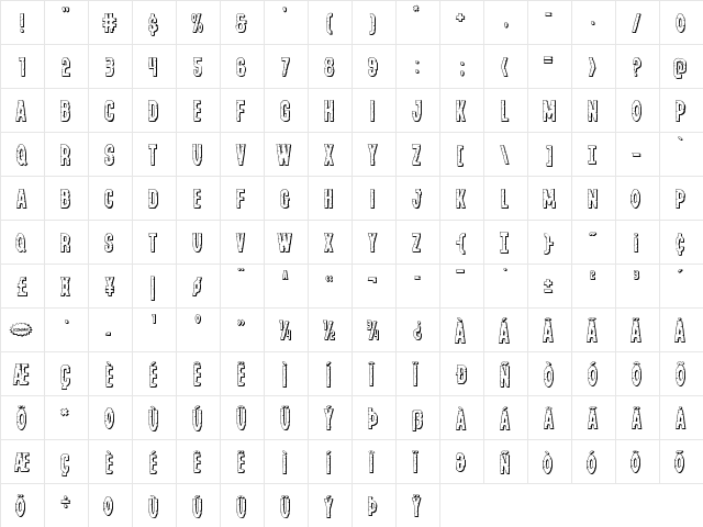 Yummy Mummy 3D Regular  glyph index