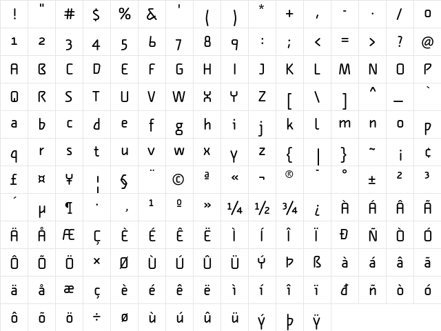Alega-Normal Regular  glyph index