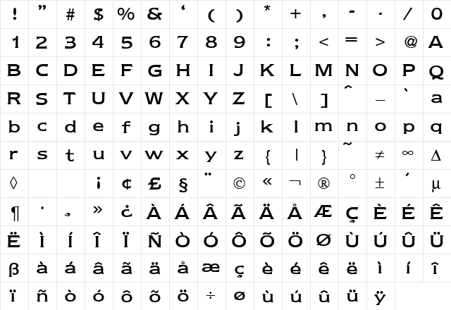 NebraskaMedium Regular  glyph index