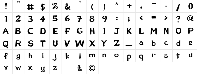 KaronSSK Bold  glyph index