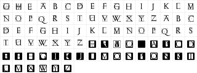 RomanGridCaps Regular  glyph index