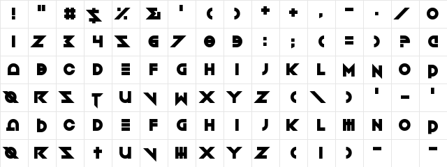Toxico Regular  glyph index