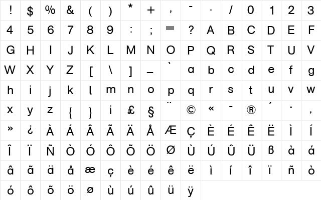 AG Schulbuch Two BQ Regular  glyph index
