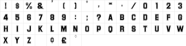 Letter Sweater SansOutline SSi Regular  glyph index