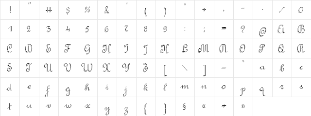 Rondo Twin Thin  glyph index