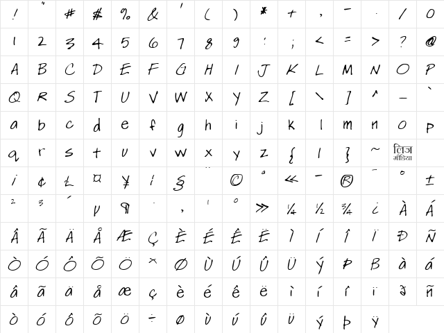 LEHN256 Regular  glyph index