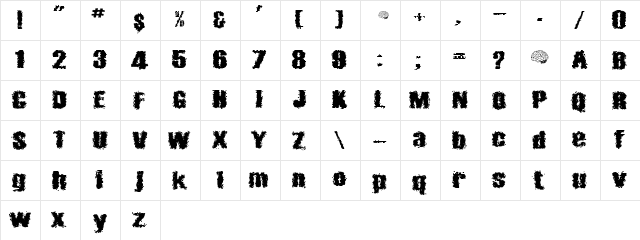 Barricades Regular  glyph index