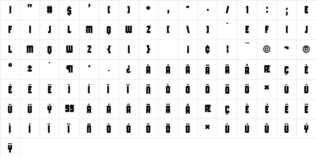 Capital Daren Regular  glyph index