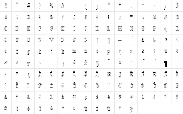 StymieTMedConOu1 Regular  glyph index