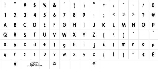 Whoosit Regular  glyph index