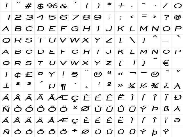 EyeglassExtended BoldItalic  glyph index