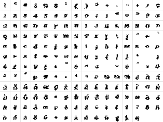 DogmaOutline Roman  glyph index