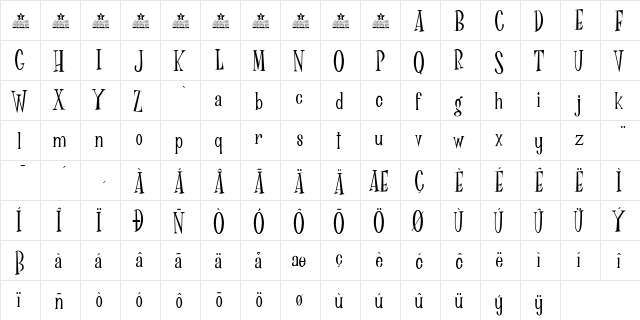 Dr Phibes Regular  glyph index