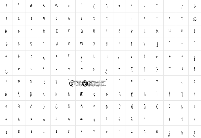 skydancer Regular  glyph index